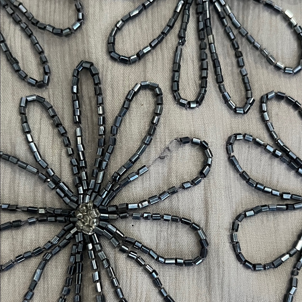 Cote‎ d’Azur Grey Floral Beaded Blouse - Picture 12 of 12